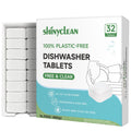Shinyclean 100% Plastic-Free Dishwasher Tablets, Free & Clear, 32 Count