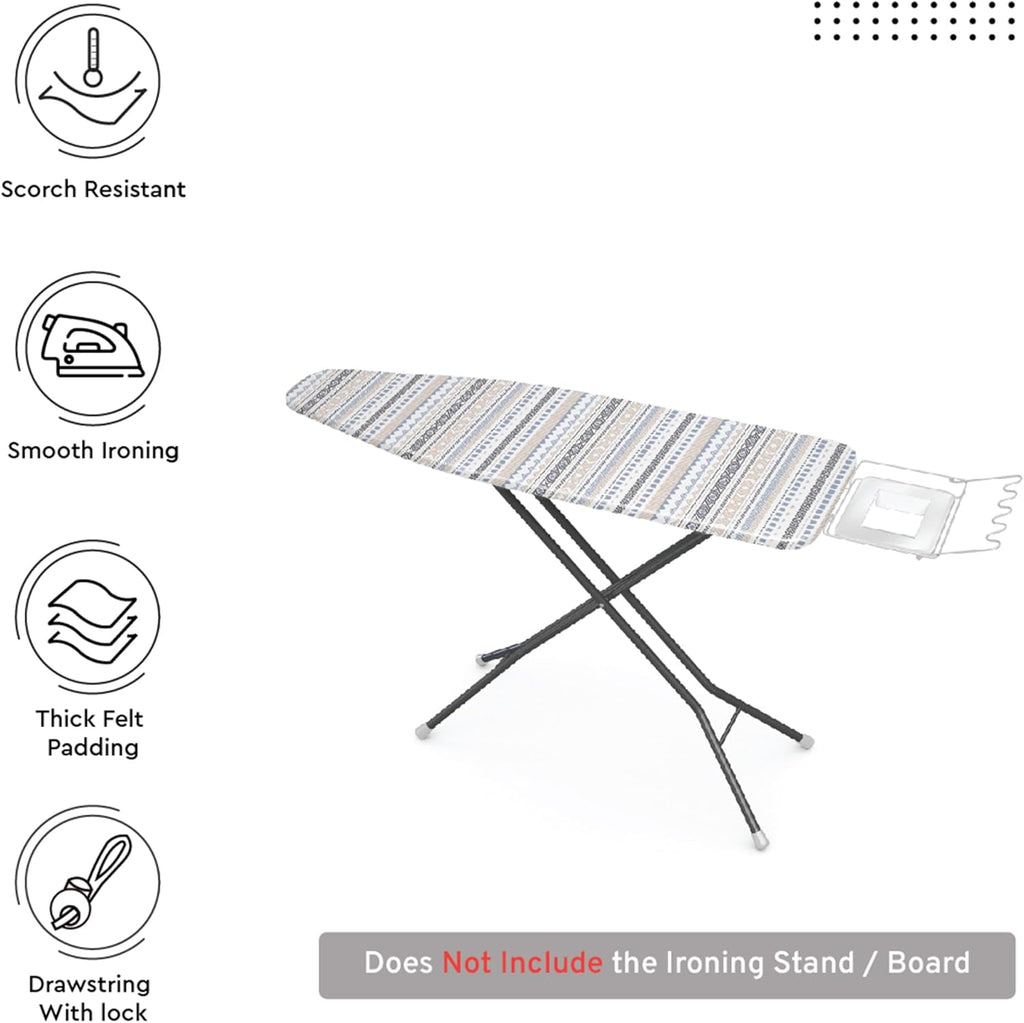 Encasa XO Ironing Board Cover and Pad 49"x18" - Thick 3mm Felt Padding, Drawstring Tightening &