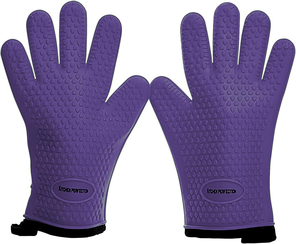 KITCHEN PERFECTION XL Silicone Smoker Oven Gloves -Extreme Heat Resistant BBQ Gloves -Handle Hot