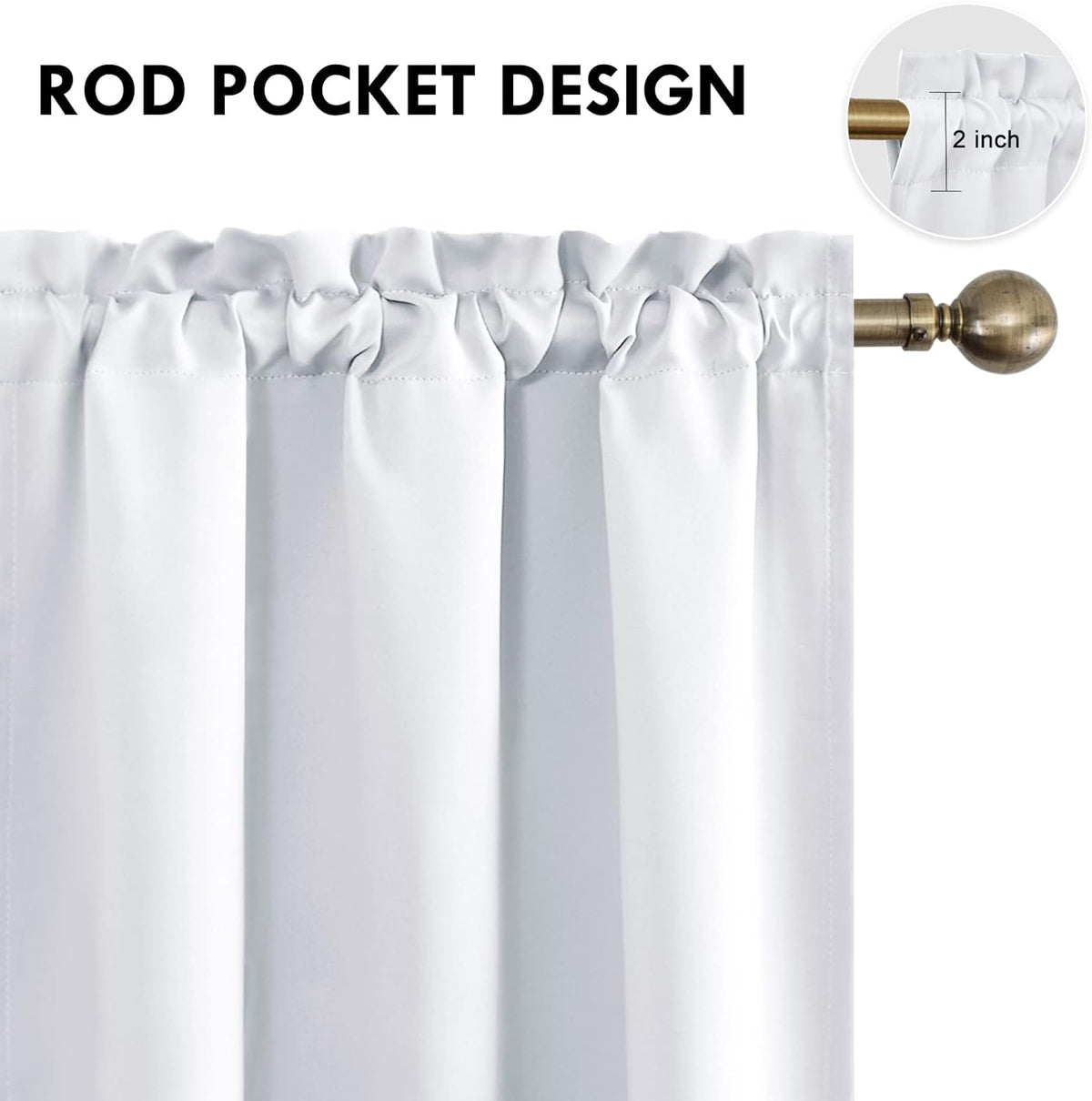 DWCN Greyish White Blackout Curtains for Bedroom – Rod Pocket Thermal Insulated Energy Saving