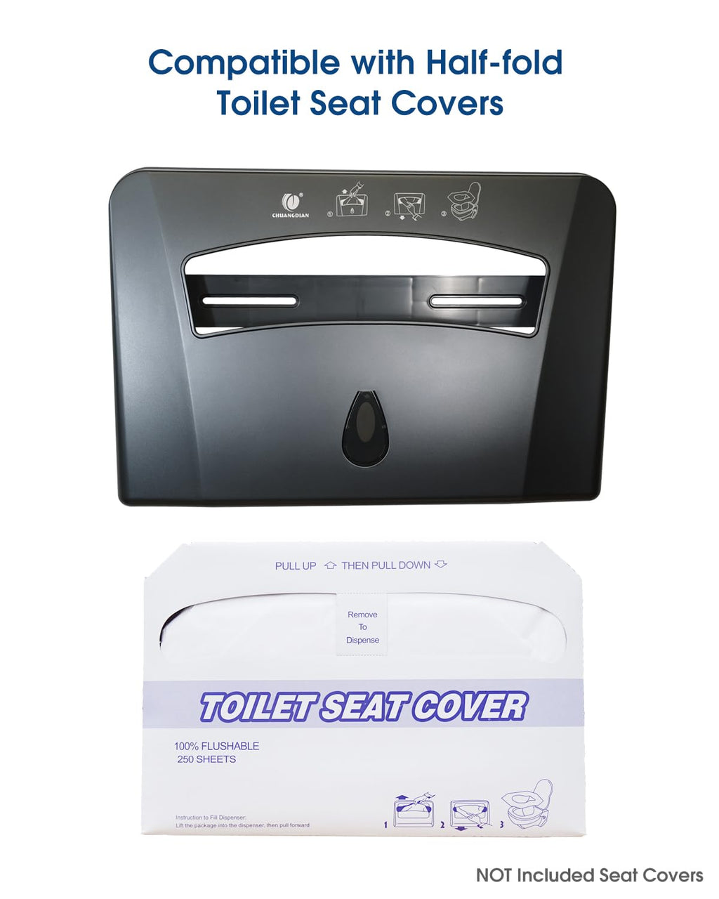 Toilet Seat Cover Dispenser, Wall Mounted Toilet Seat Cover Disposable Paper Holder, Half Fold for