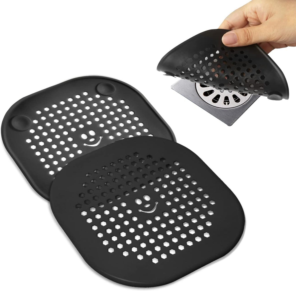 2 Pack Drain Cover Hair Catcher Silicone Drain Protector Hair Stopper for Shower Kitchen Bathroom