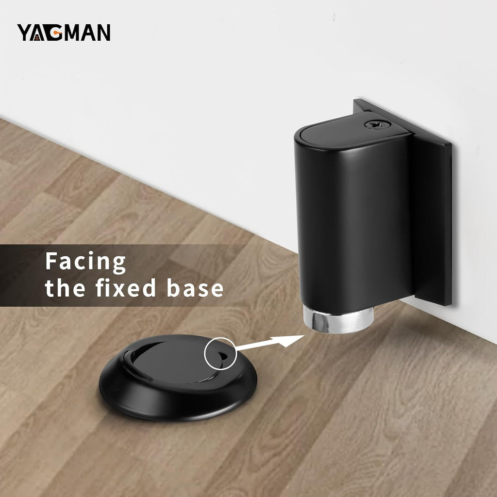 2 Pack Magnetic Door Stoppers Retractable Bottom of Door Holder No Drilling Mount Heavy Duty Floor