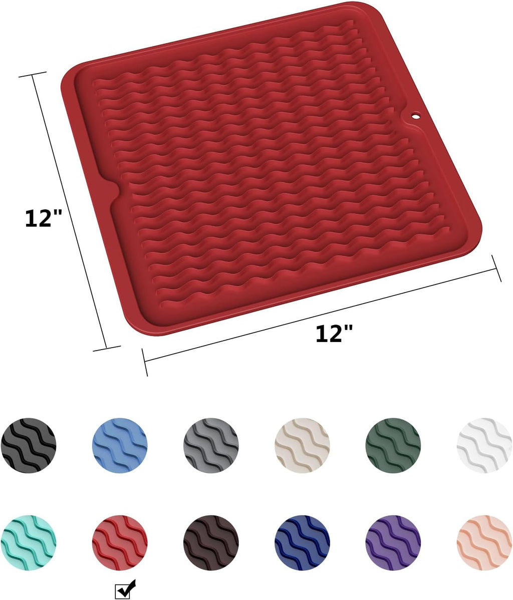 ZLR Silicone Dish Drying Mat for Kitchen Counter, Eco-Friendly Fast Dry Dish Mat, Easy Clean Multi
