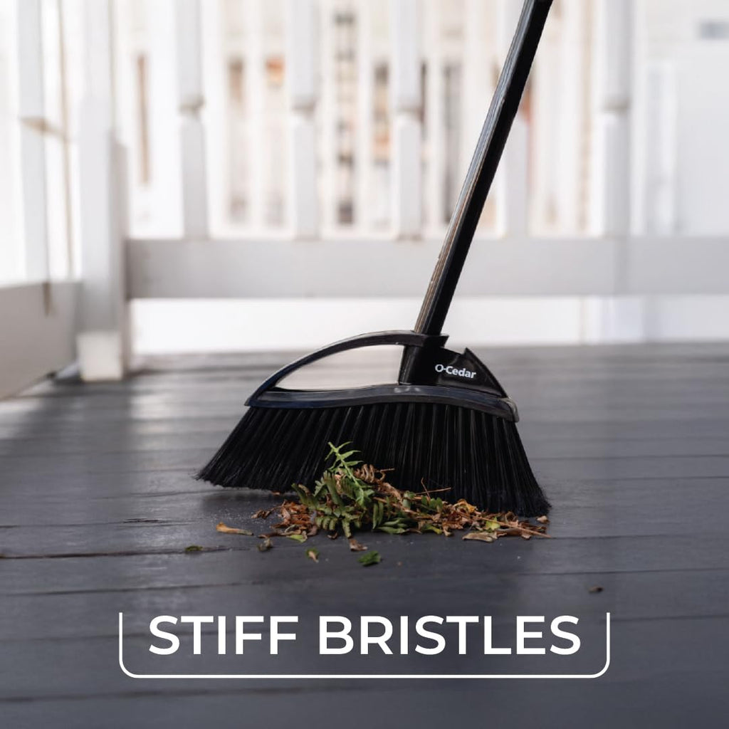 O-Cedar Strong Sweep Broom and Dustpan Set with Detail Brush | Indoor Outdoor Heavy Duty Stiff