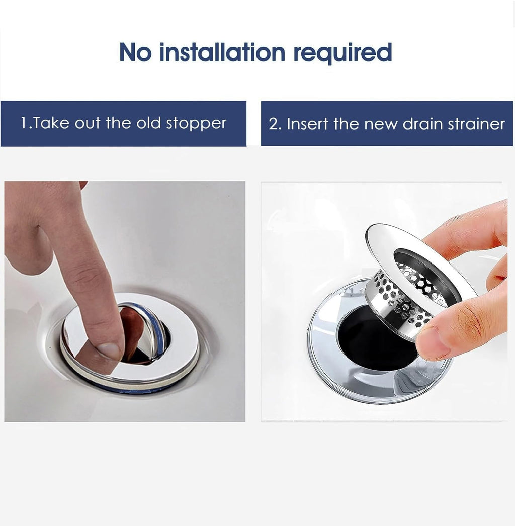 Bathroom Sink Strainer (3 Pack), Bathtub Drain Cover Lavatory Sink Drain Strainer Hair Catcher for