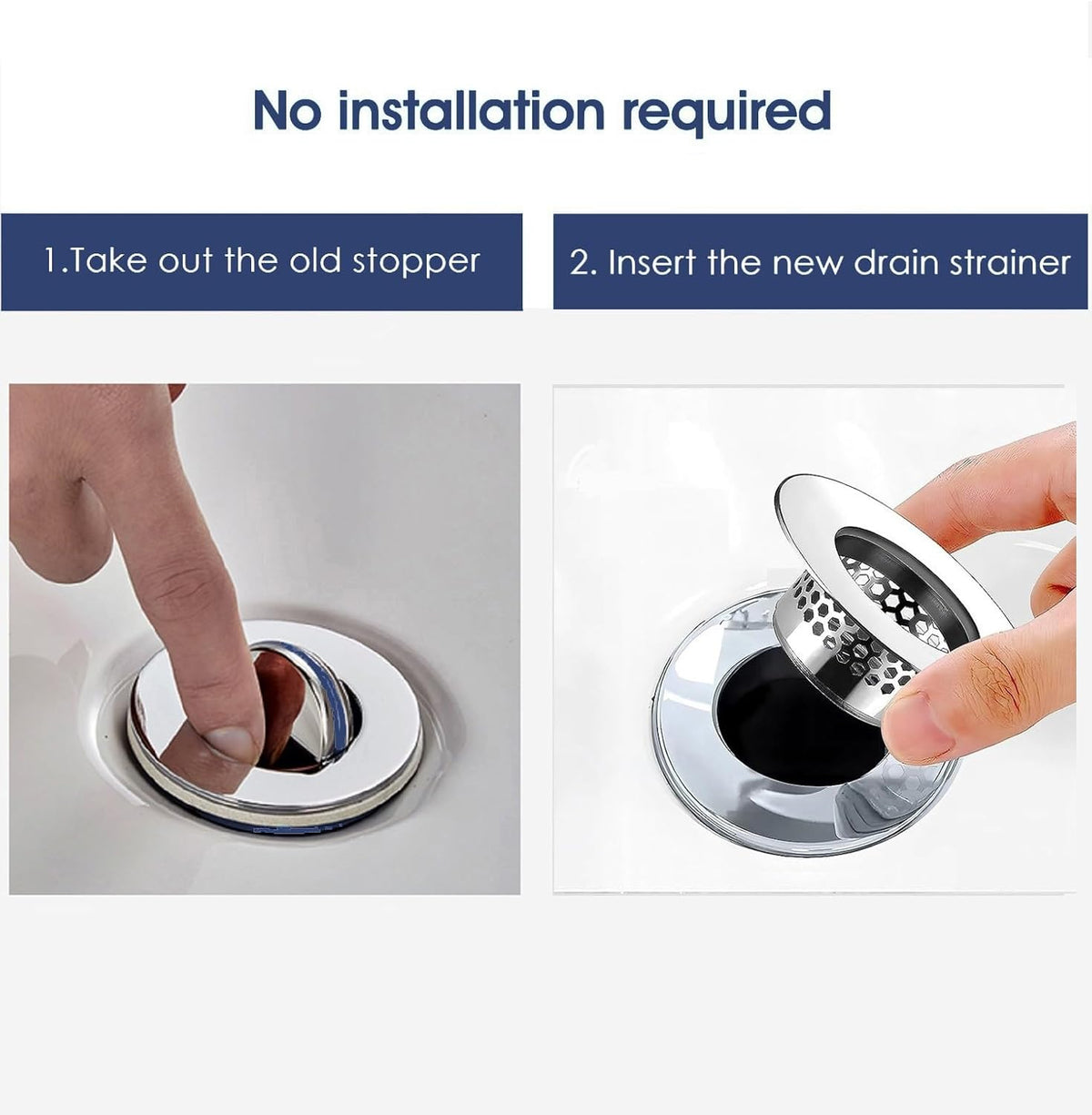 Bathroom Sink Strainer (3 Pack), Bathtub Drain Cover Lavatory Sink Drain Strainer Hair Catcher for