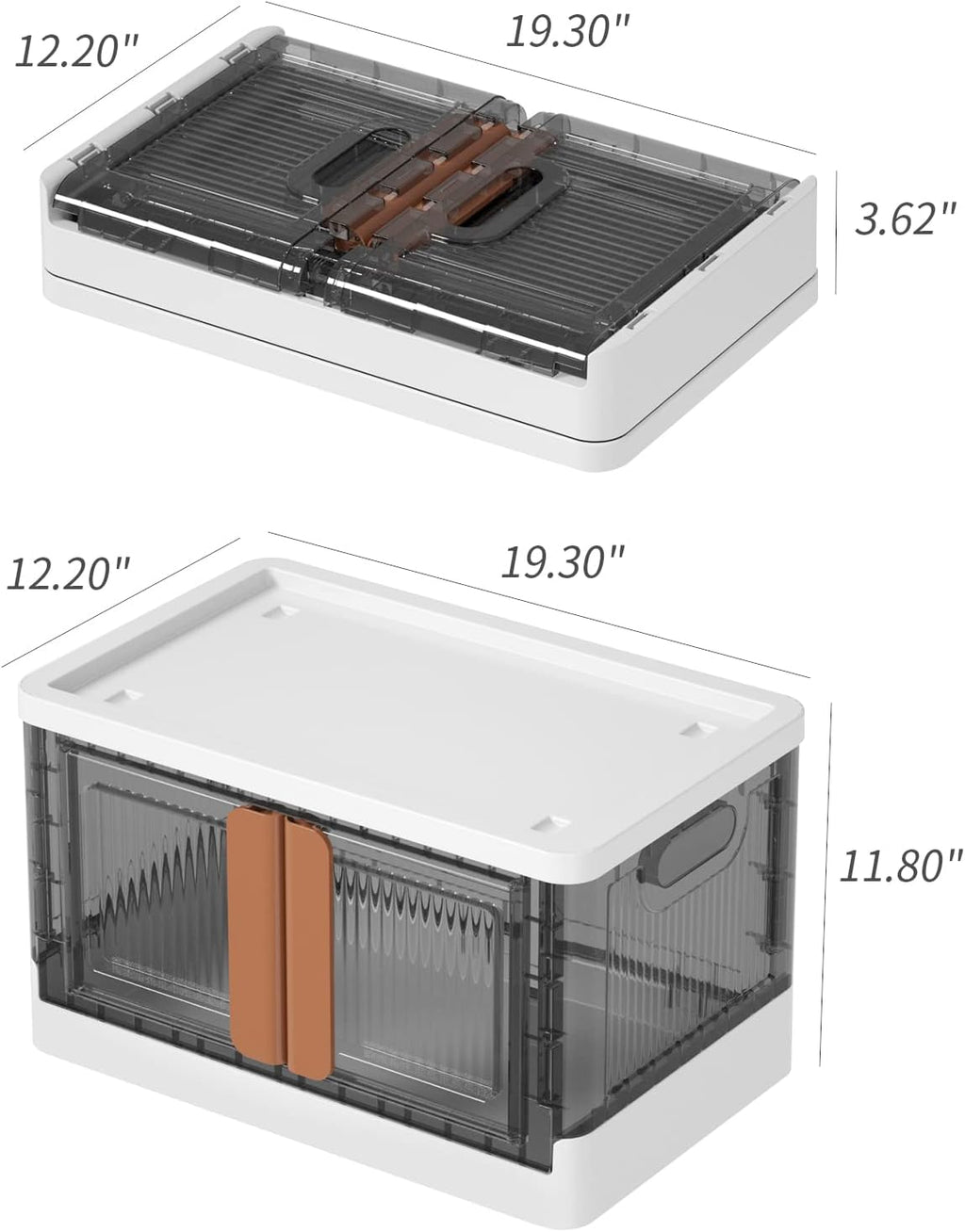 HAIXIN Storage Bins with Lids, Collapsible and Stackable Storage Bins, Plastic Closet Organizer