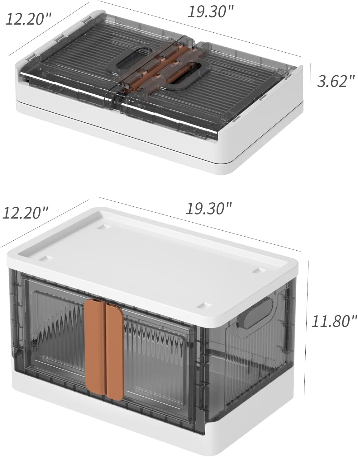 HAIXIN Storage Bins with Lids, Collapsible and Stackable Storage Bins, Plastic Closet Organizer