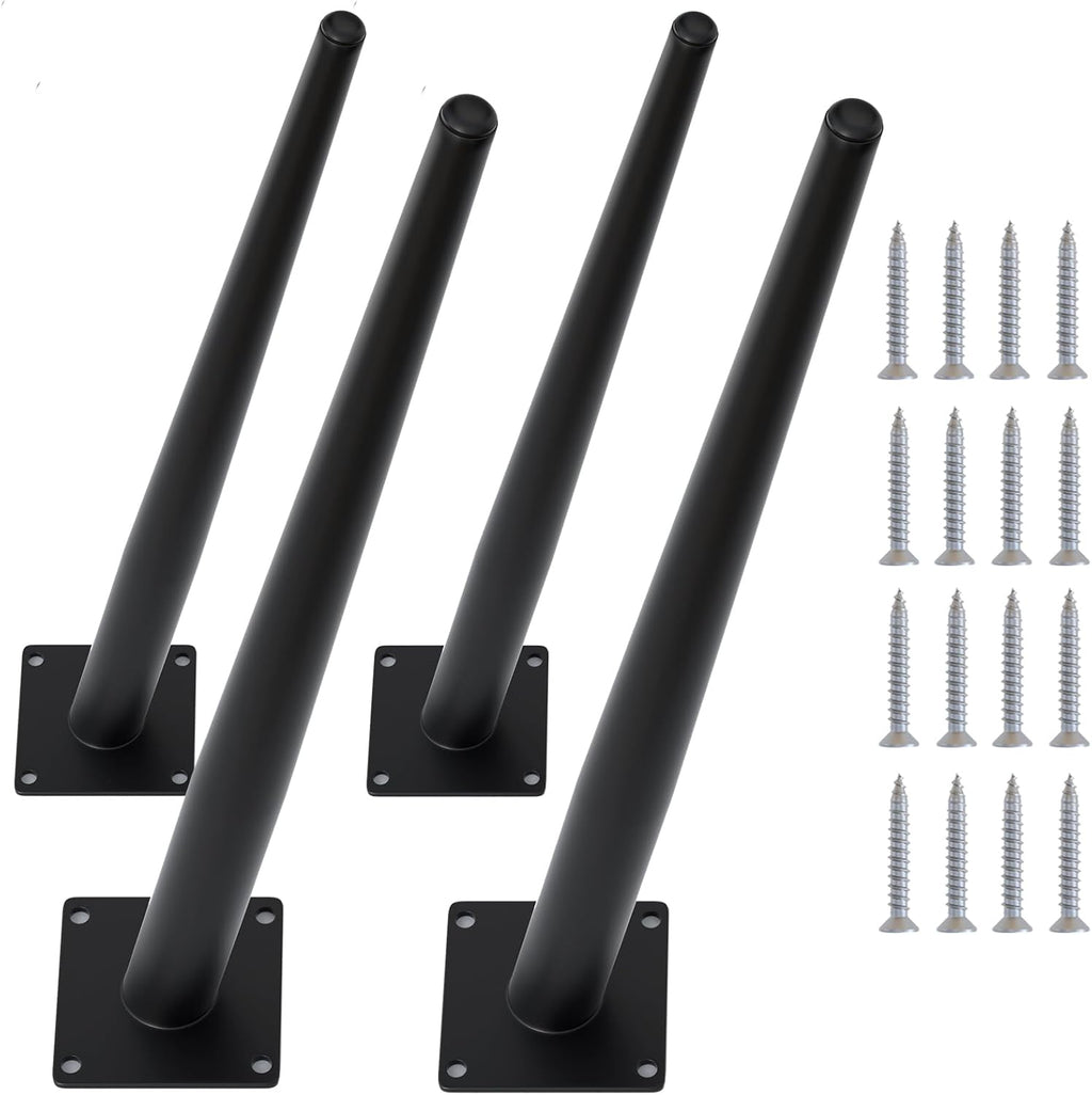 4PCS 16 Inch Matte Black Tapered Angled Legs for Furniture, Metal Mid Century Mordern Feet, Heavy