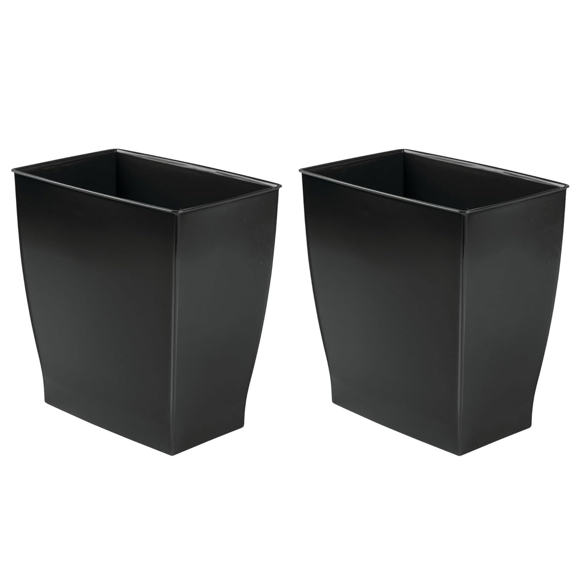 iDesign Small Rectangular Bathroom Trash Cans - Set of 2 - Black