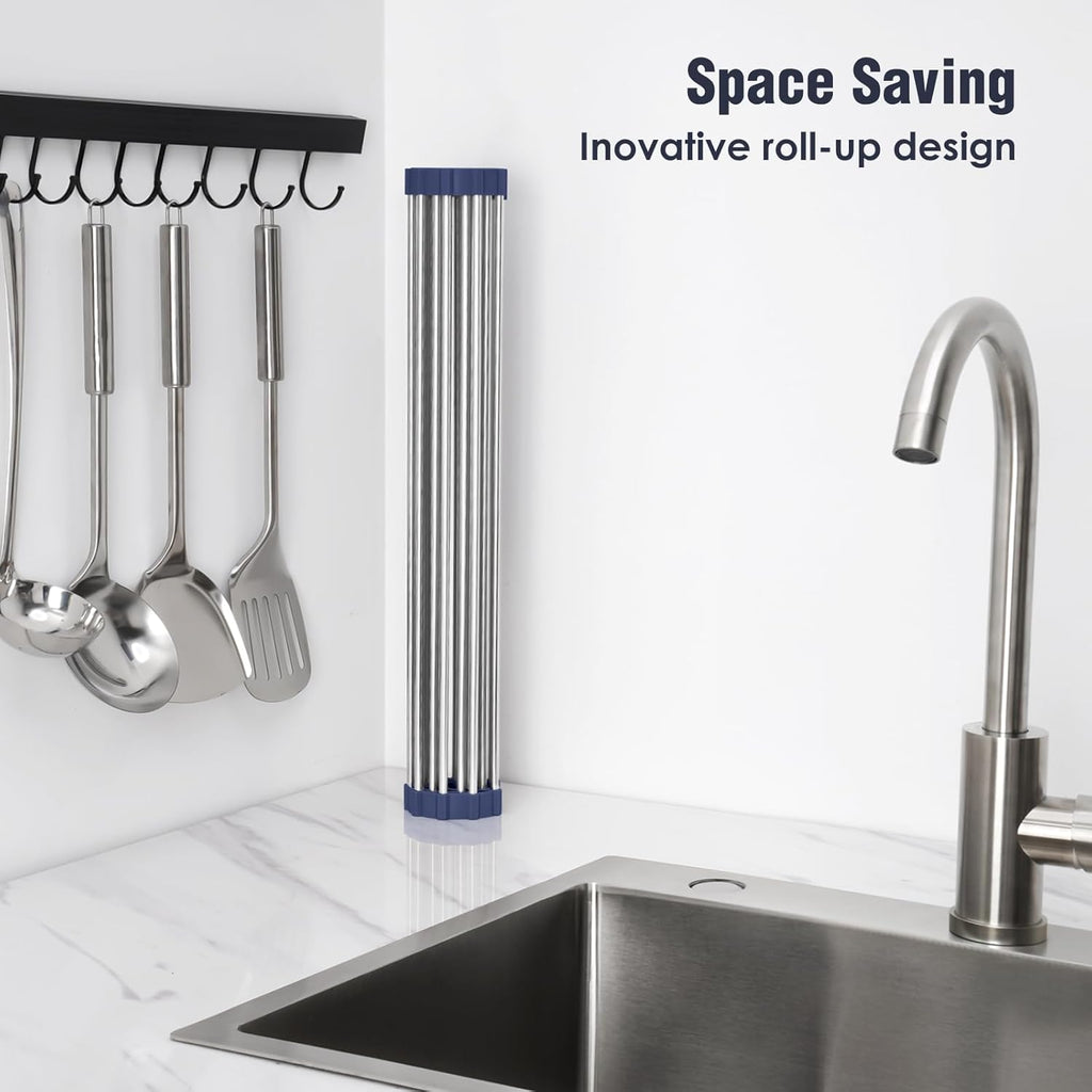 Tomorotec 21" x 15.5" Roll Up Dish Drying Rack Over Sink Drying Rack Sink Cover Kitchen Sink