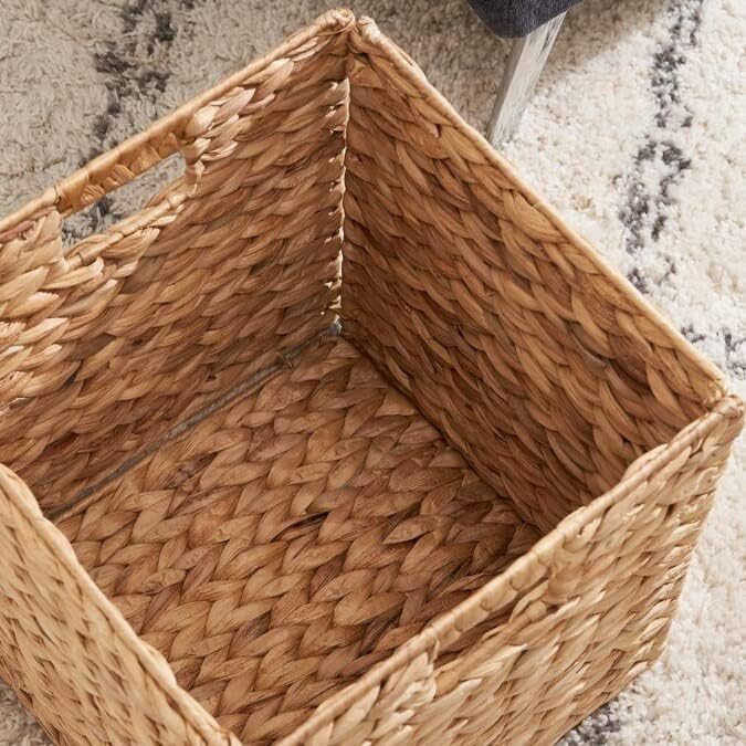 10.5 x 10.5in Wicker Storage Baskets for Shelves, Water Hyacinth Storage Baskets, Woven Baskets for