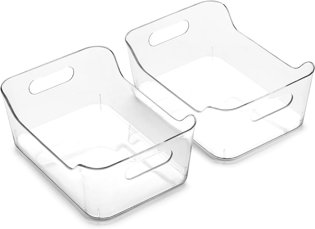 BINO | Plastic Storage Bins, Small - 2 Pack, Clear | THE SOHO COLLECTION | Pantry Organizers and