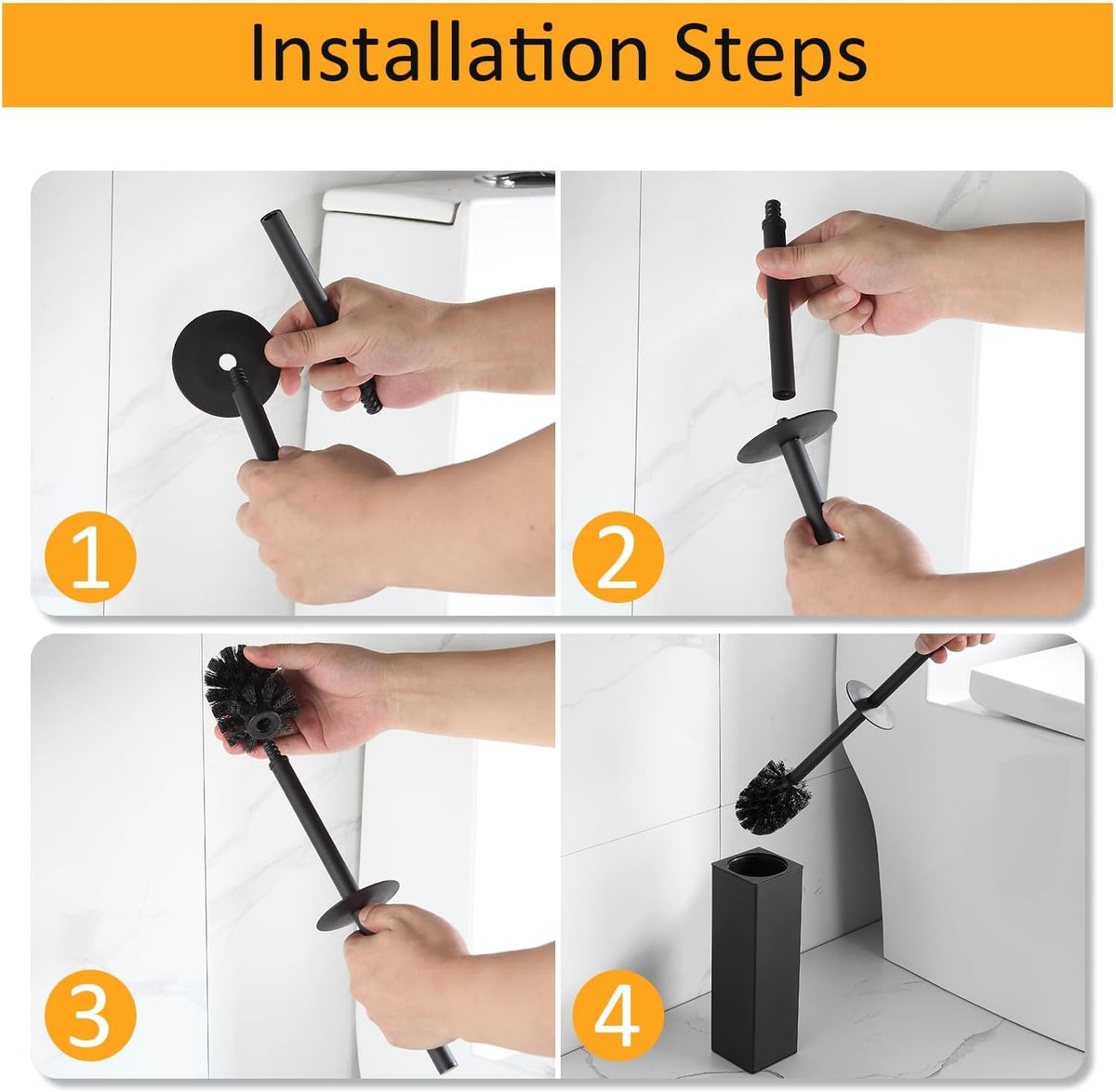 BGL Standing Toilet Brush and Holder Brushed Gold Aluminium Toilet Bowl Cleaner Brush and Holder