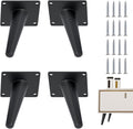 4PCS 4 Inch Matte Black Tapered Angled Legs for Furniture, Metal Mid Century Mordern Feet, Heavy
