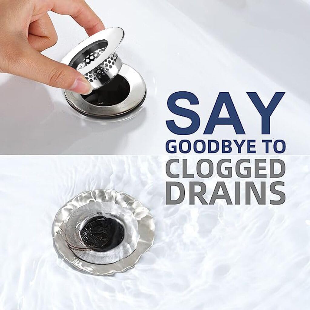 Bathroom Sink Strainer (3 Pack), Bathtub Drain Cover Lavatory Sink Drain Strainer Hair Catcher for