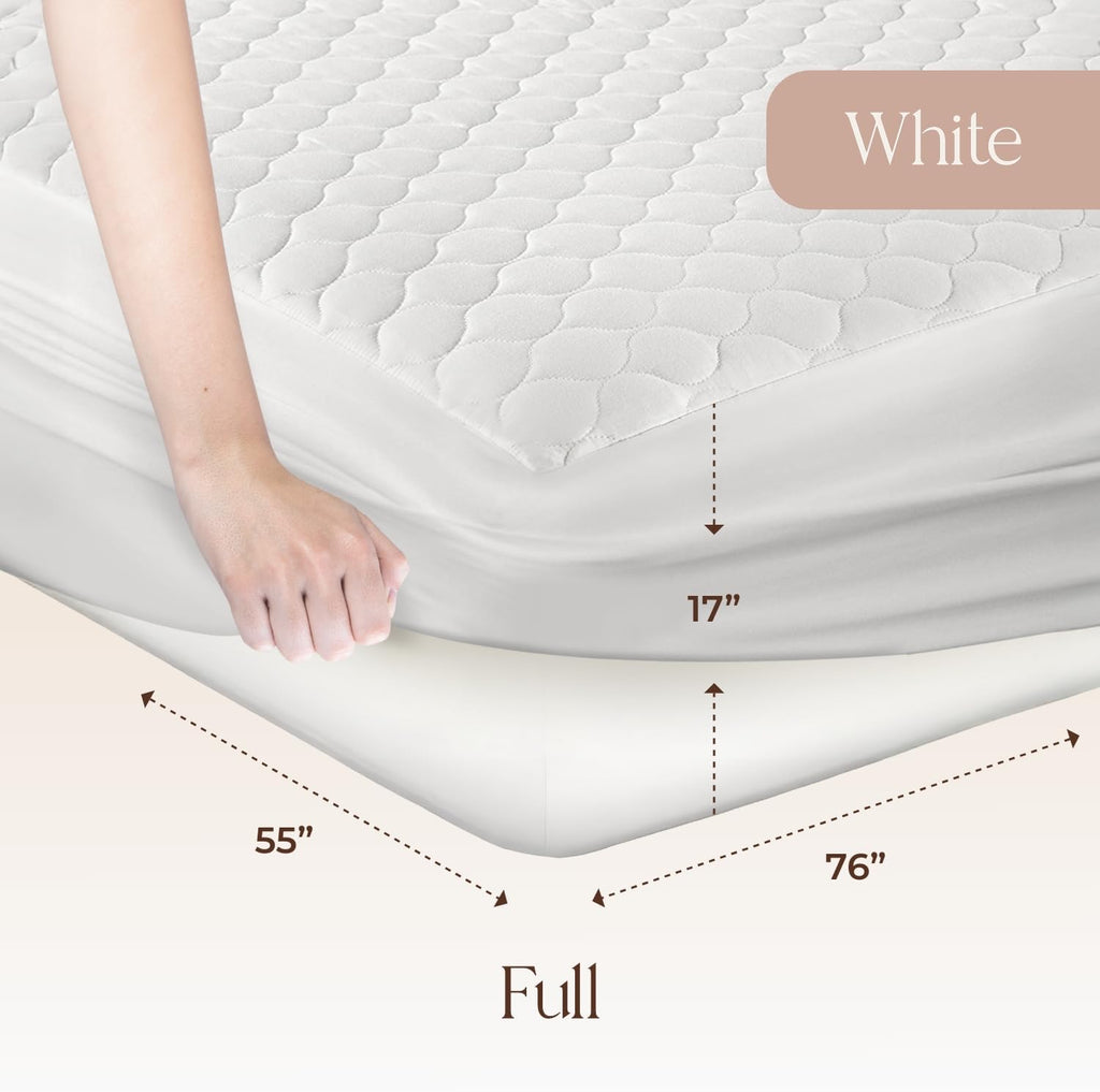 100% Cotton Organic Mattress Pad - Breathable & Cooling Mattress Protector Full Size - Premium