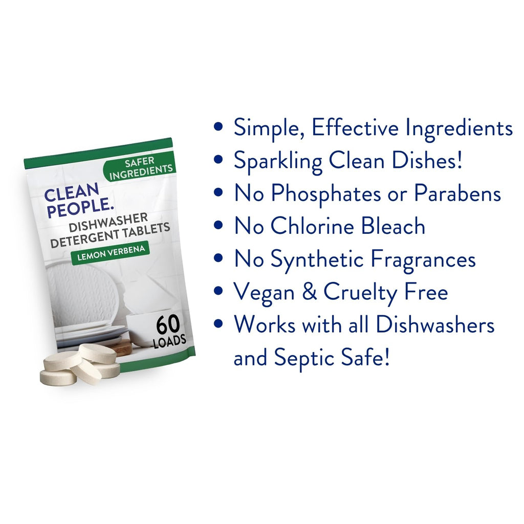 The Clean People Dishwasher Tablets - Cuts Grease & Rinses Sparkling Clean - Residue-Free