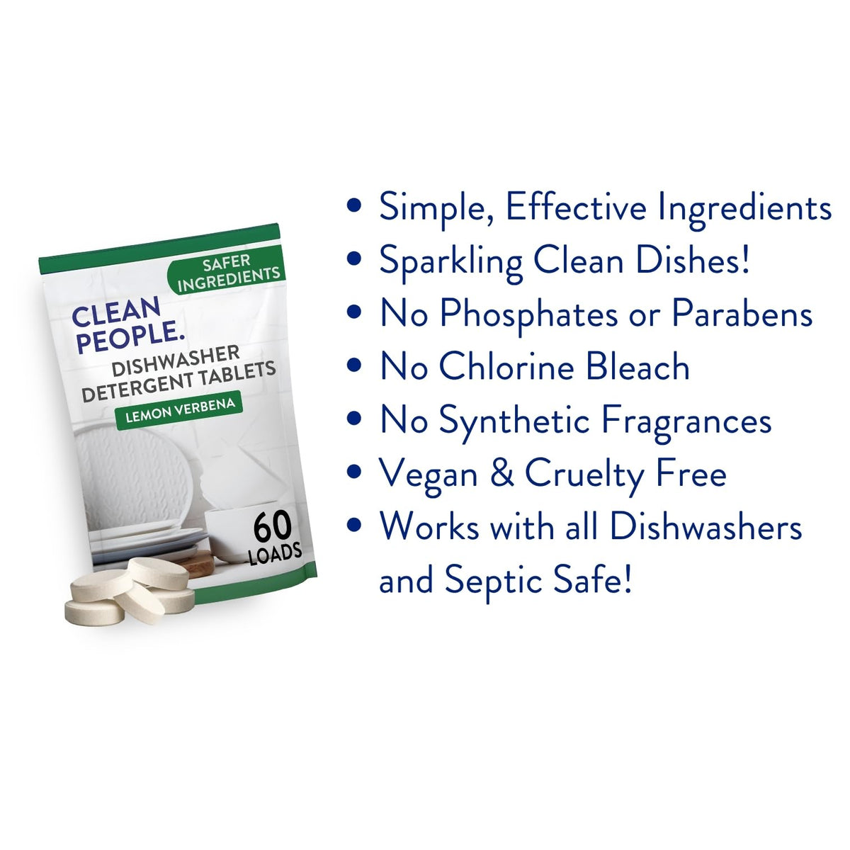 The Clean People Dishwasher Tablets - Cuts Grease & Rinses Sparkling Clean - Residue-Free