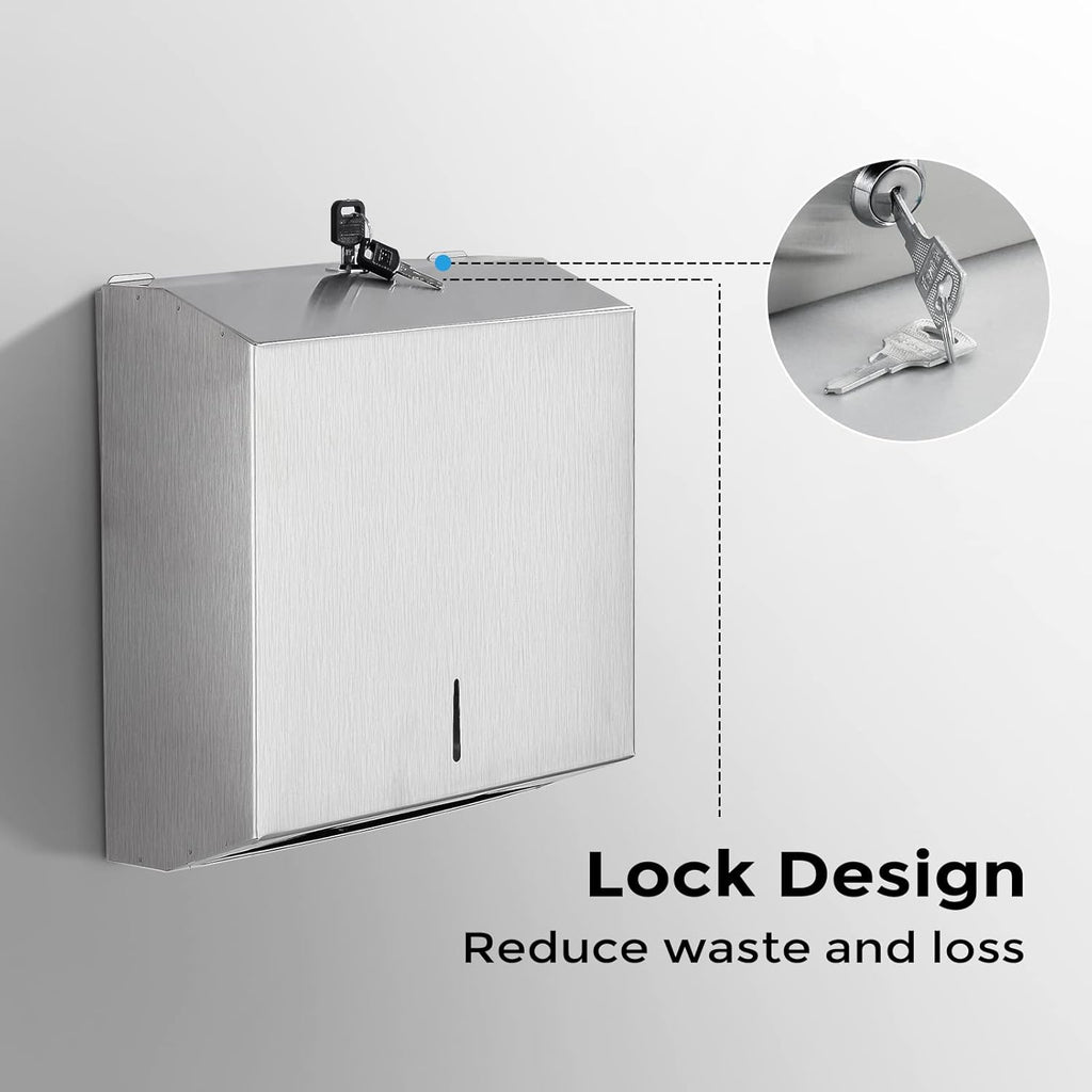 Paper Towel Dispenser Wall Mount - Multifold Trifold Paper Towel Dispensers, Large Capacity