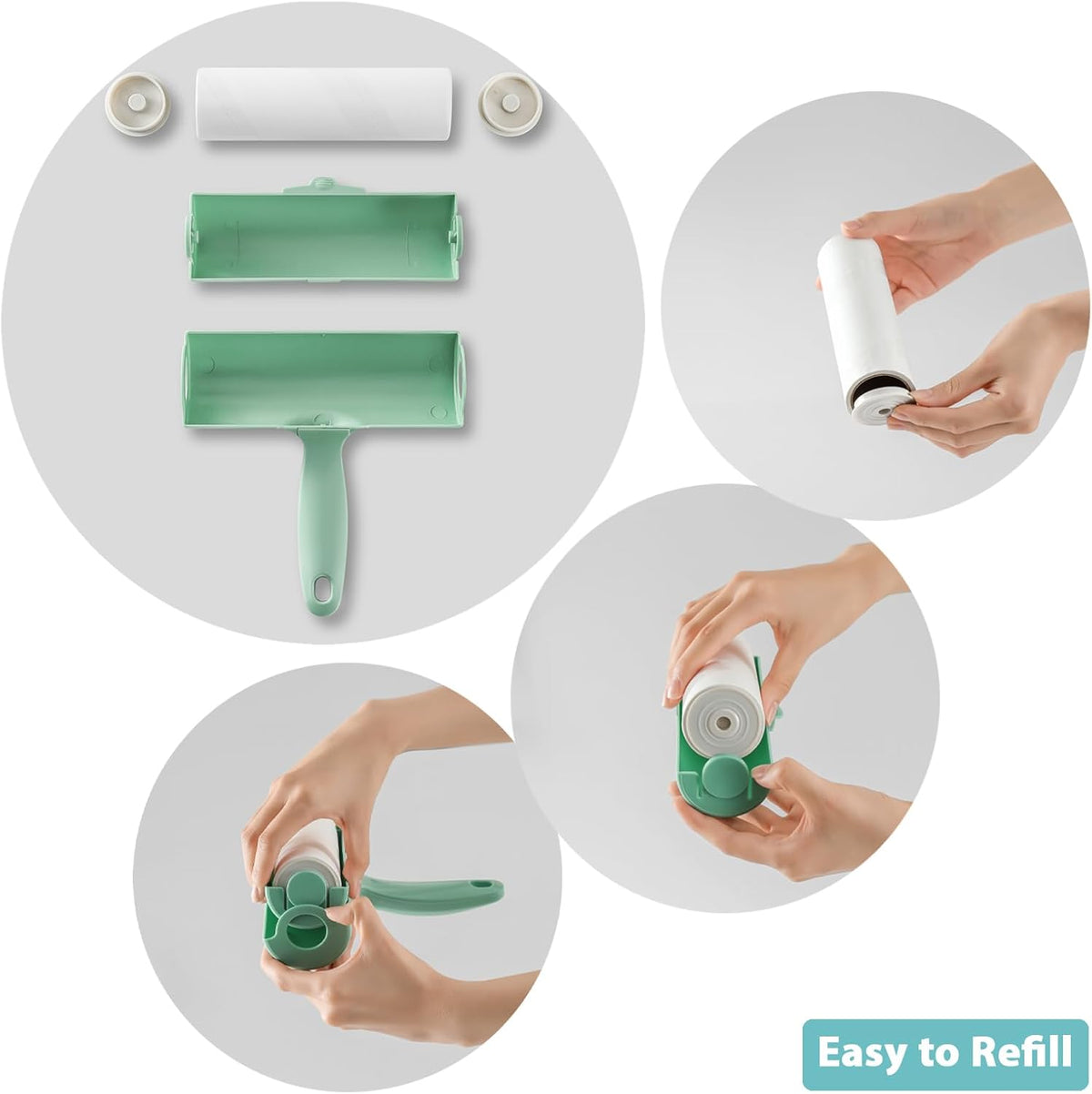 Large Lint Roller with Refills for Pet Hair Removal Extra Sticky 6.3 inch Wide Surface Lint Roller