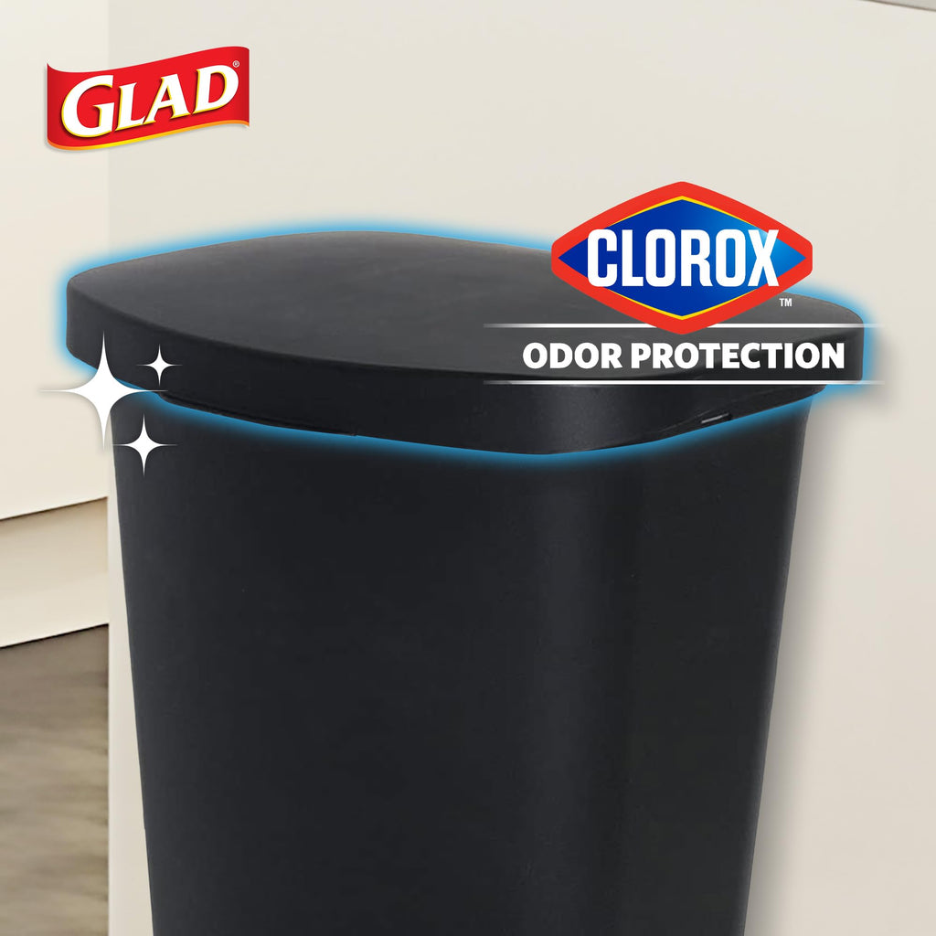 Glad Trash Can with Clorox Odor Protection | Plastic Bin, 13 Gal, Black