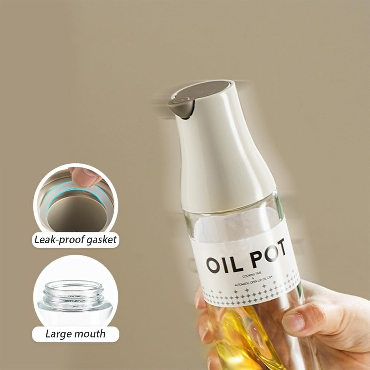 2 Pack Oil Dispenser for Kitchen, Auto Flip Non-Drip Design, Leak Proof, Oil Vinegar Dispenser Set