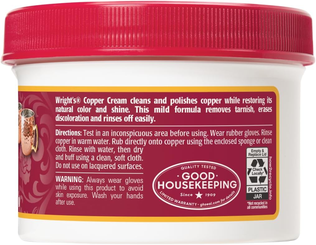 Wright's by Weiman Cream Copper and Brass Cleaner - Gently Cleans and Removes Tarnish without