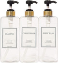 Modern Gold Design Large 27 oz Shampoo and Conditioner Dispensers - Empty Plastic Refillable Pump