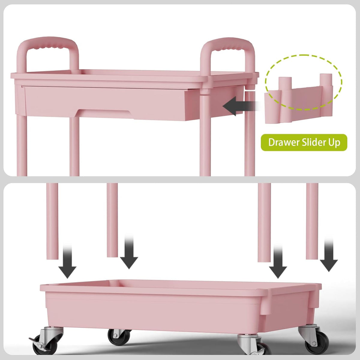 5 Tier Rolling Cart Organizer,Bathroom Cart Organizers with Wheels Laundry Room Organization Mobile