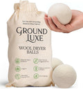 GroundLuxe Premium New Zealand Wool Dryer Balls - 6-Pack, 100% Organic, Hand-Felted, Reusable