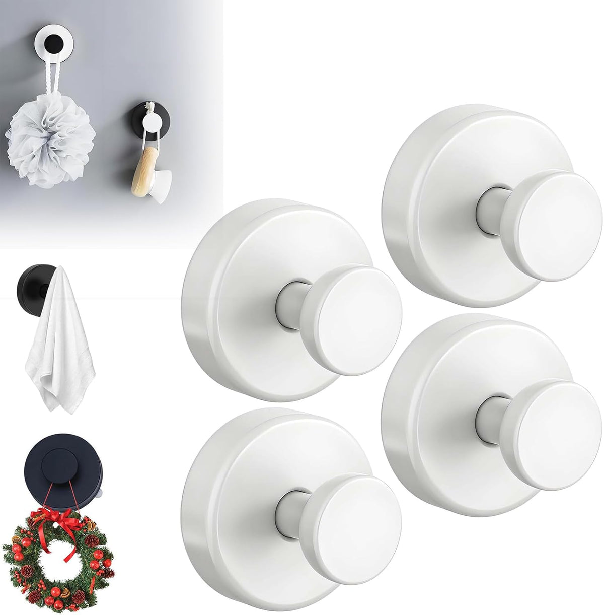 Suction Cup Hooks for Wreaths, 2025 New No Drill Suction Cup Hooks on Glass, Wreath Hanger for