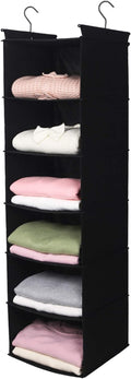 MAX Houser 6 Tier Shelf Hanging Closet Organizer, Closet Hanging Shelf with 2 Sturdy Hooks for