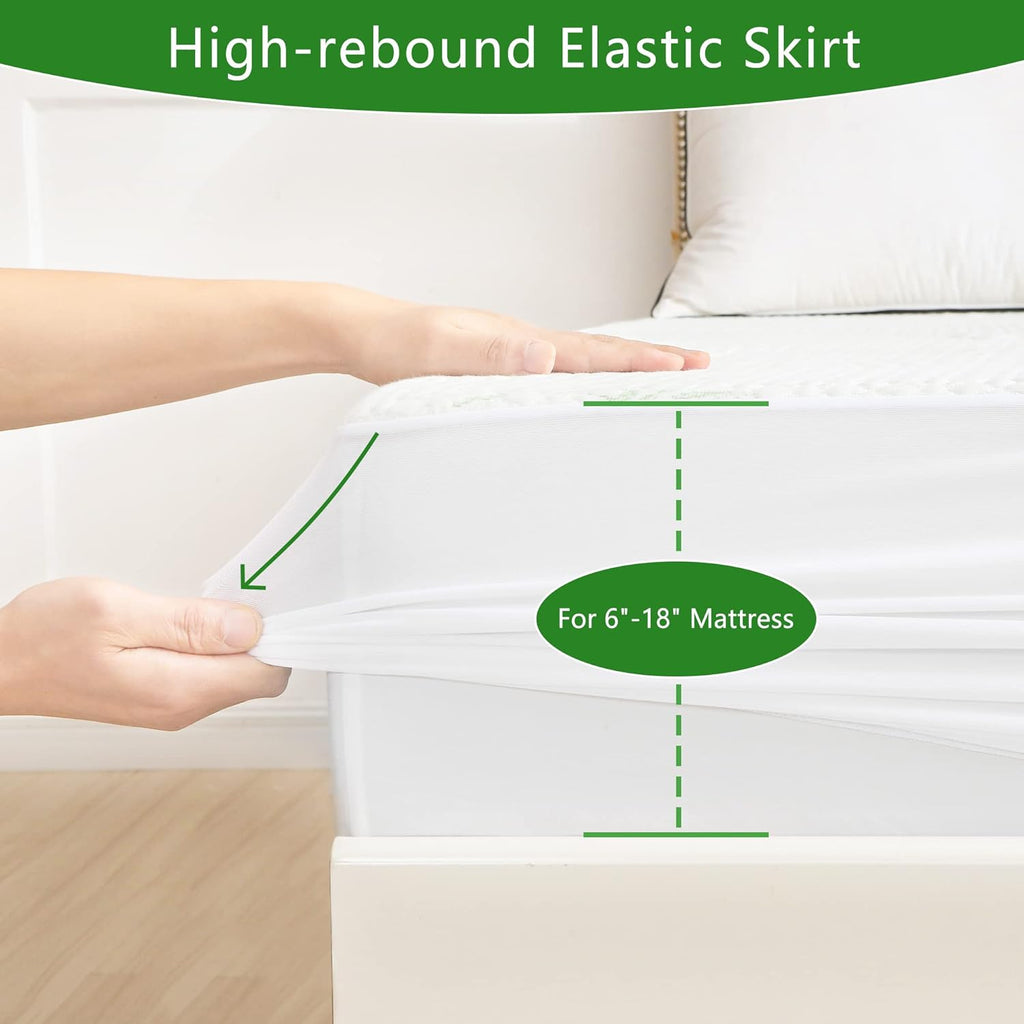GOONIK Queen Mattress Protector, Breathable Bamboo Viscose Waterproof Queen Size Mattress Pad Cover