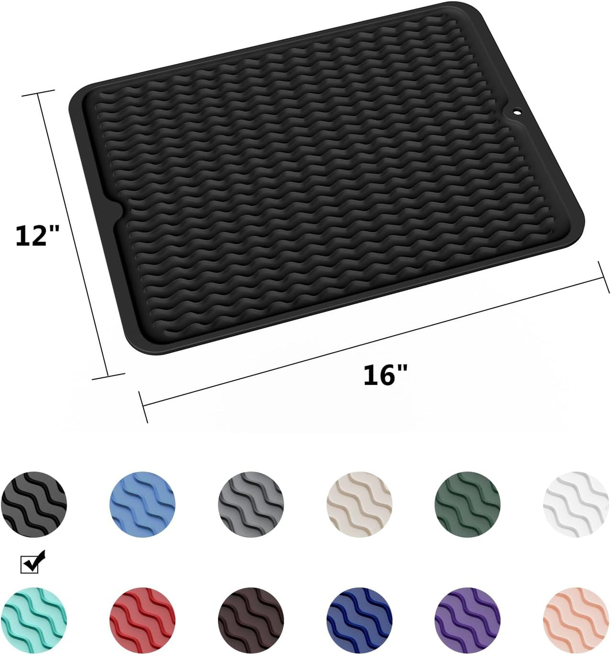 ZLR Silicone Dish Drying Mat for Kitchen Counter, Eco-Friendly Fast Dry Dish Mat, Easy Clean Multi