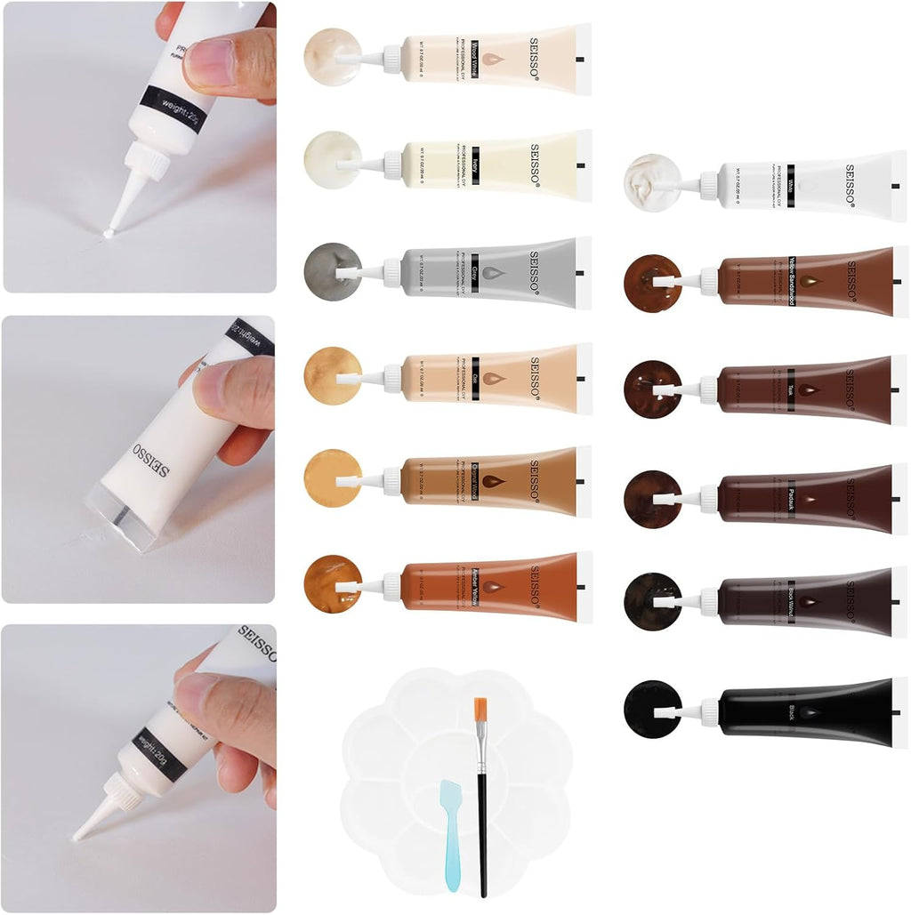 SEISSO Furniture Repair Kit, 12 Colors Wood Touch up Paint, Wood Stain, Wood Filles, Wood Paint
