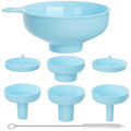 Wide Mouth Kitchen Funnel, Food Grade Plastic Cooking Canning Funnel with 4 Sizes Spouts for
