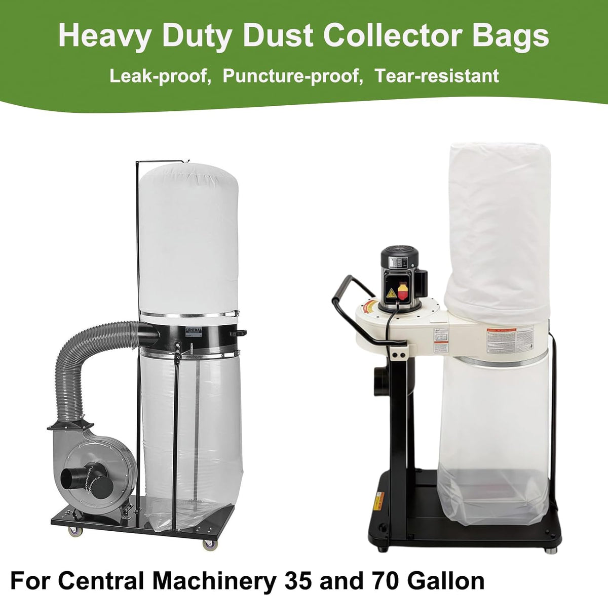 Dust Collector Bags 6pcs two-sided 7mil 19.5" diameter (31" width x 40" length) for Harbor Freight
