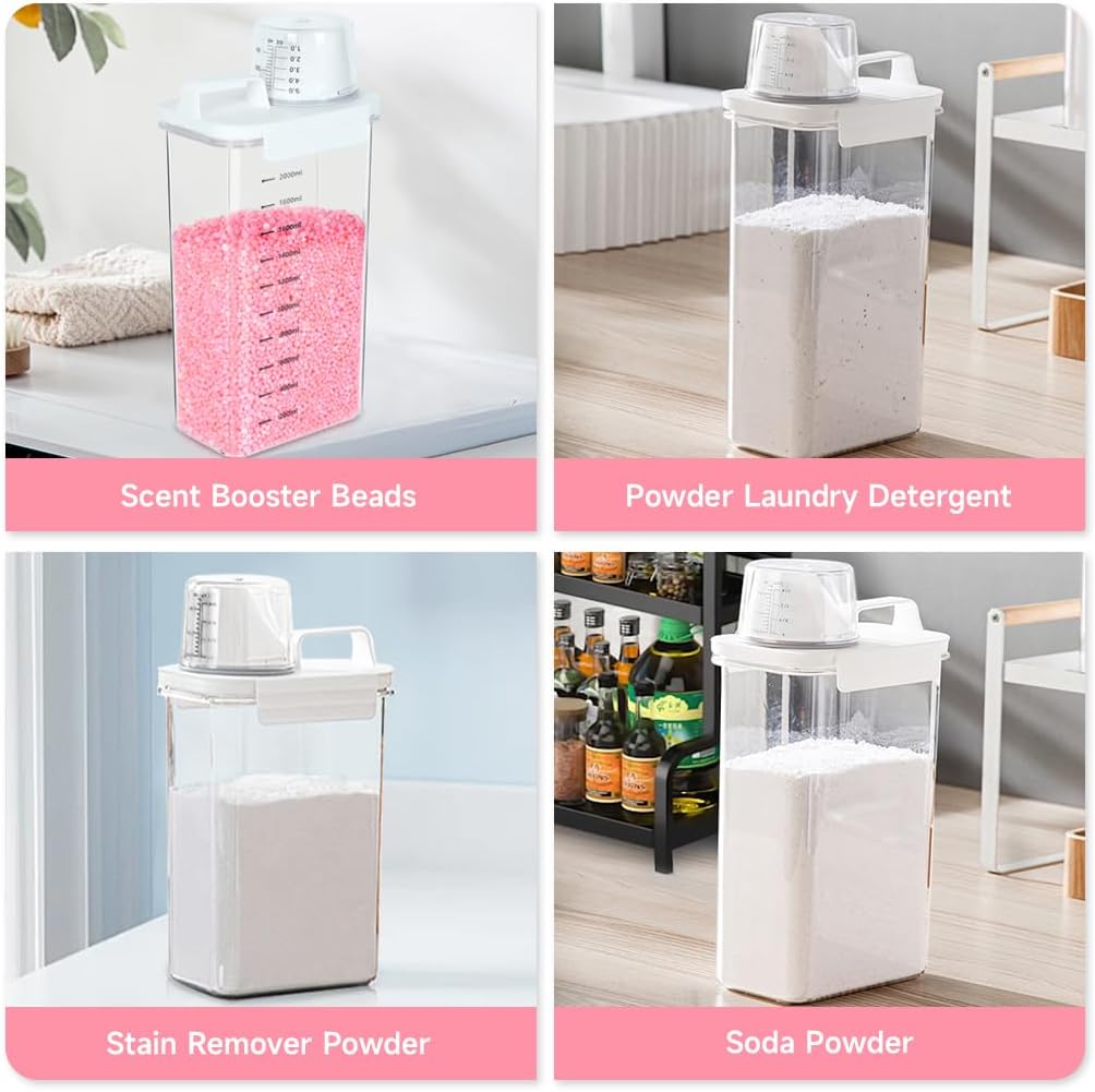 2 Packs Laundry Detergent Dispenser, Tokokimo Laundry Power Container,Laundry Scent Booster Beads