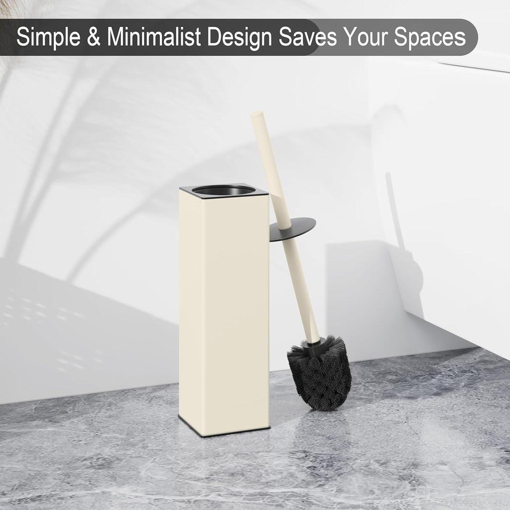 BVL Toilet Brush and Holder Set White Freestanding for Bathroom