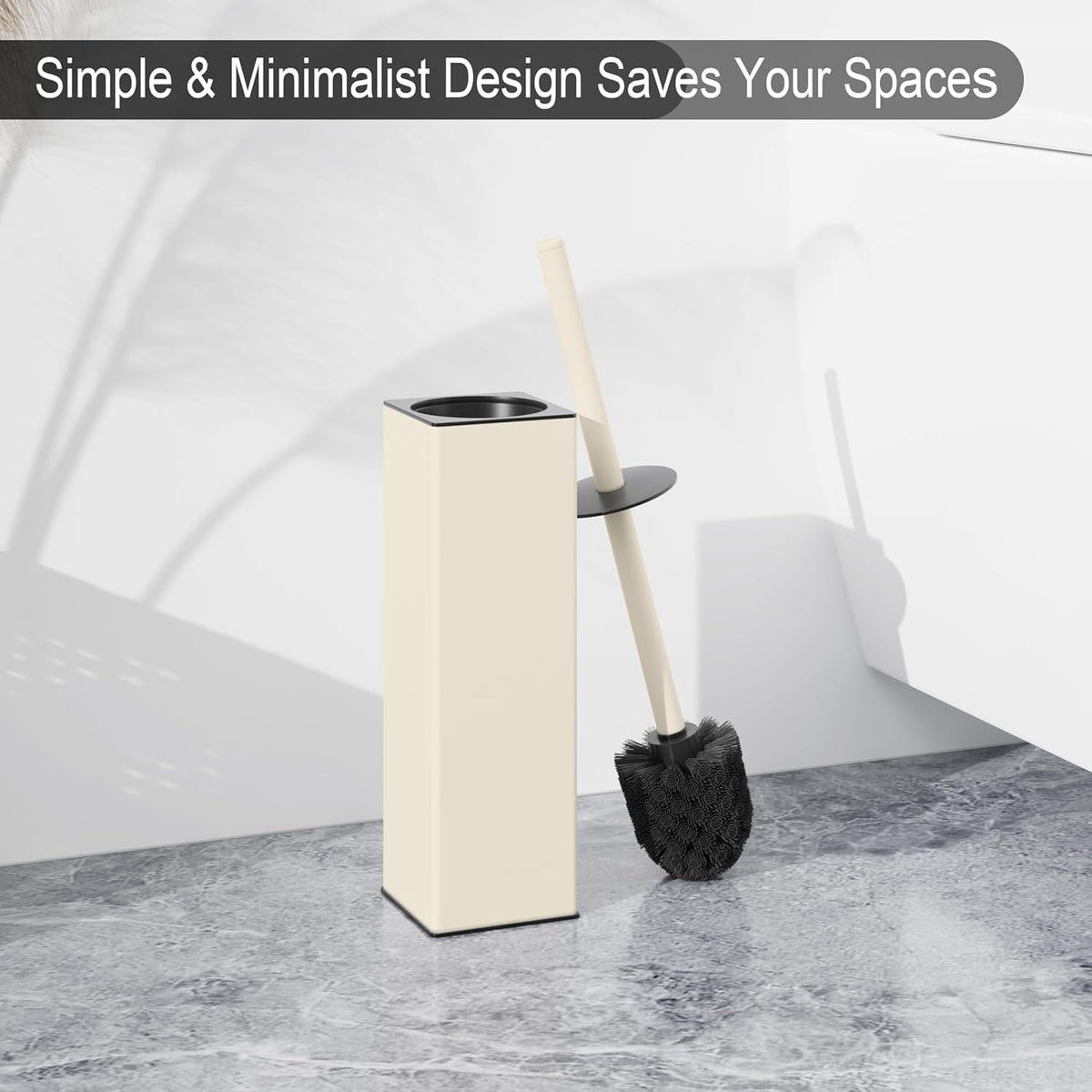 BVL Toilet Brush and Holder Set White Freestanding for Bathroom