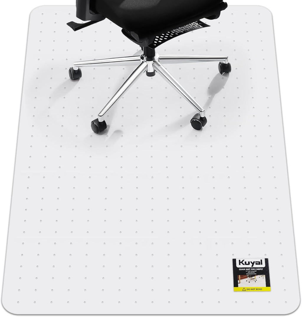 Kuyal Office Chair Mat for Carpet, 40x48 Clear Heavy Duty Computer Chair Mat, Under Desk Protector