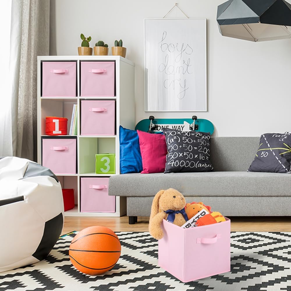 Stero Fabric Storage Bins 6 Pack Fun Colored Durable Storage Cubes with Handles Foldable Cube