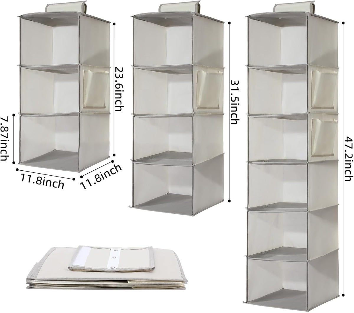 2 Packs Hanging Closet Organizer Storage, 3-Shelf Hanging Shelves for Closet, Closet Clothes