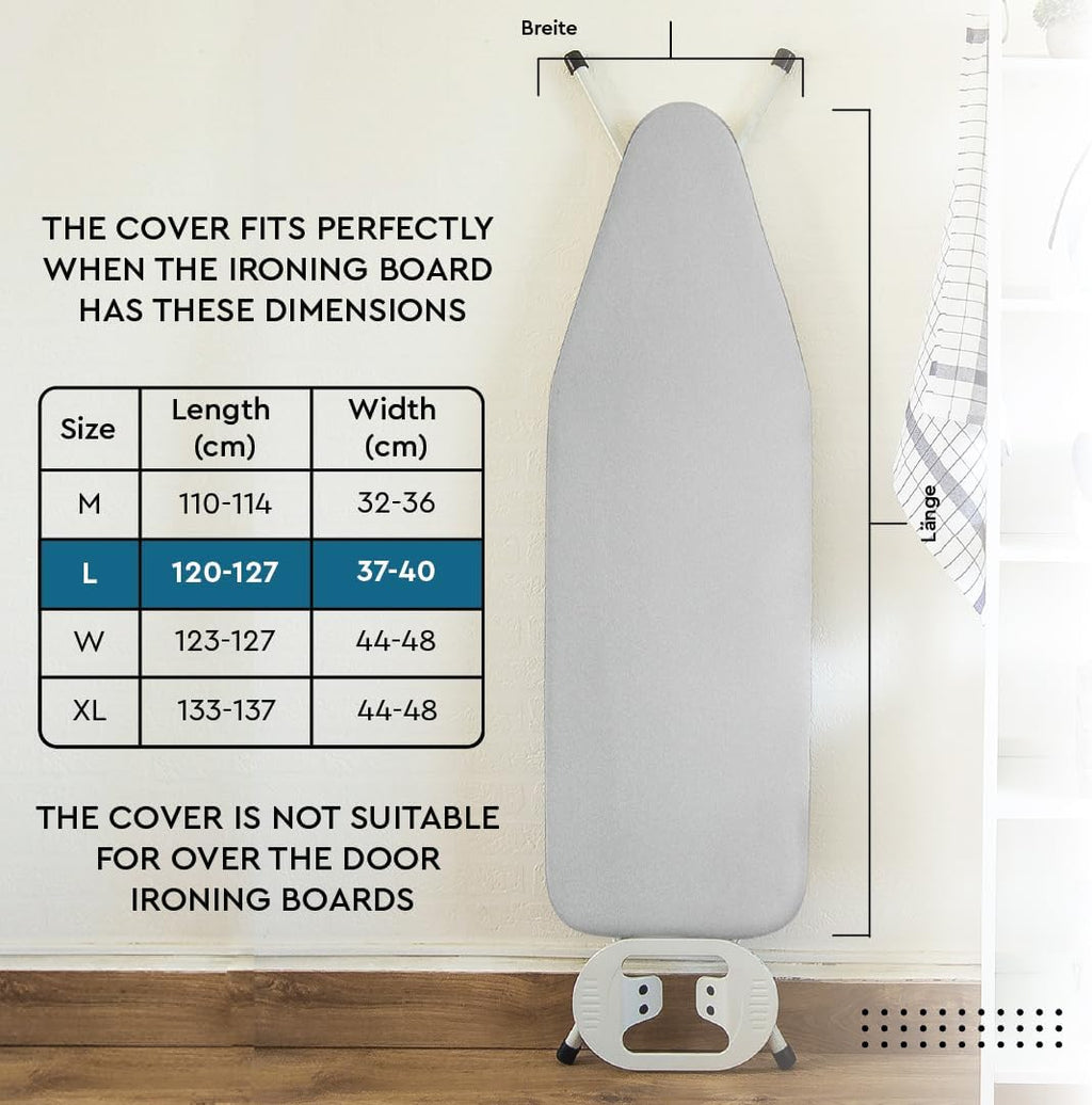 Encasa XO Ironing Board Cover and Pad 54"x15" - Thick 2mm Foam Padding, Drawstring Tightening &