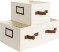 StorageWorks Storage Baskets for Shelves, Foldable Fabric Closet Storage Bins with PU Handles