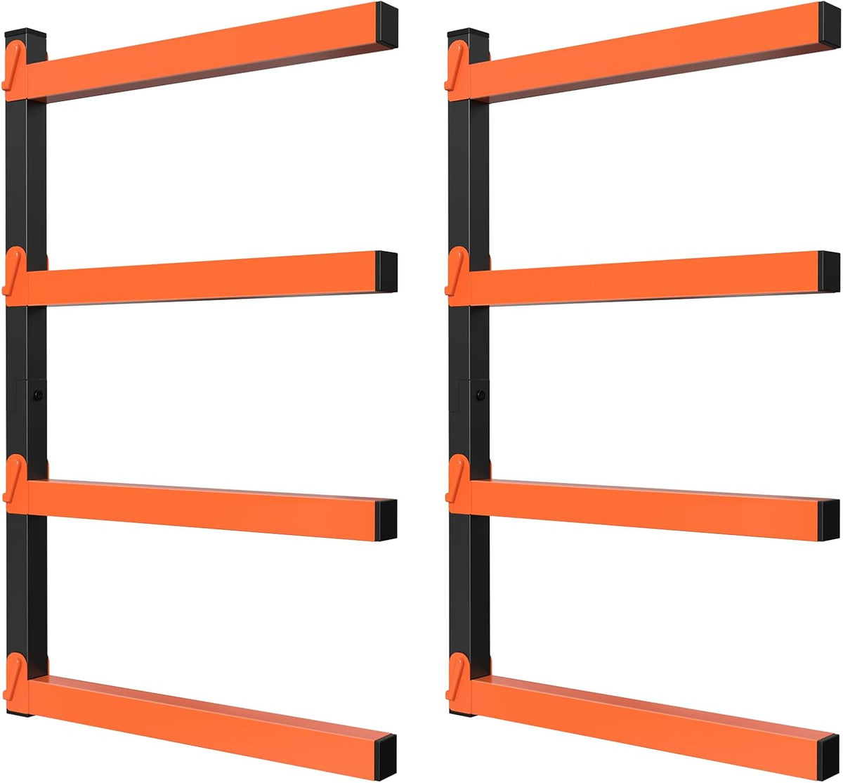 NANANARDOSO Wall Mount Wood Organizer and Lumber Storage,Heavy Duty Metal Shelf with 4-Level,Lumber