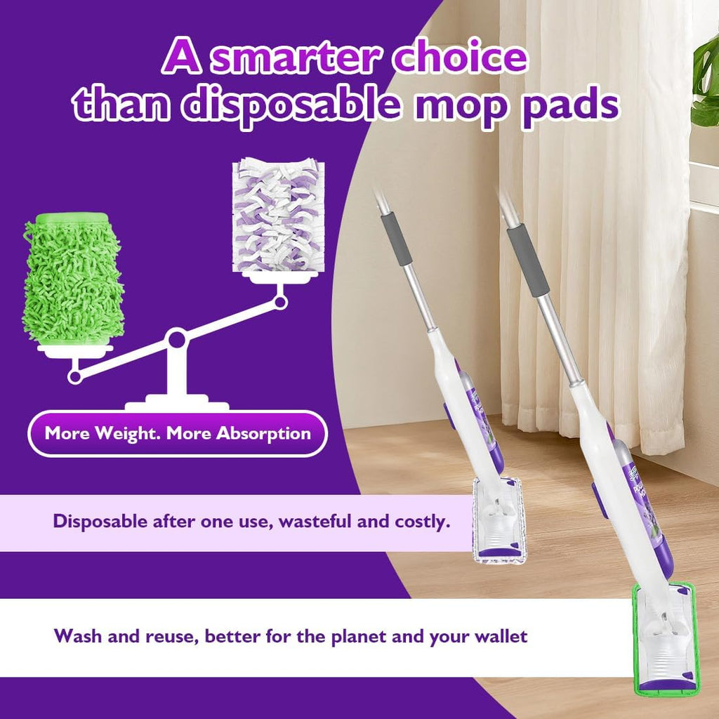 Reusable Mop Pads for Swiffer PowerMop, 8 Pack Microfiber Mop Pad Refill with Scrubber Strips for