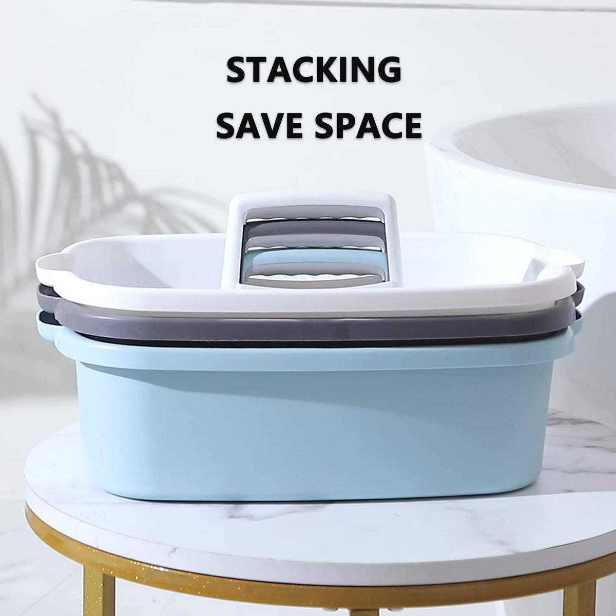 Large Cleaning Supplies Caddy Portable Shower Basket Supply Organizer with Handle Plastic Bucket